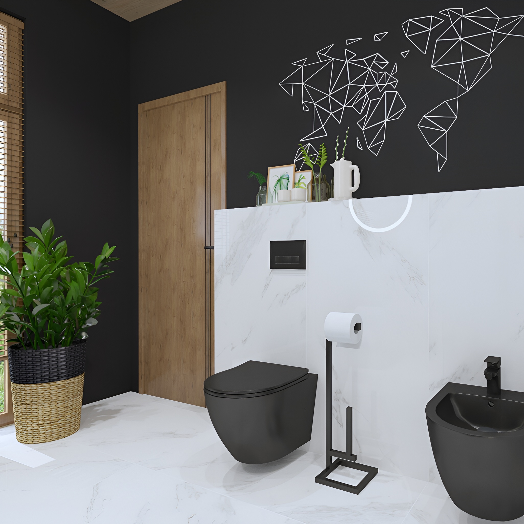 Wand-WC SINTO BLACK – matt schwarz, randlos, mit Softclose-Sitz