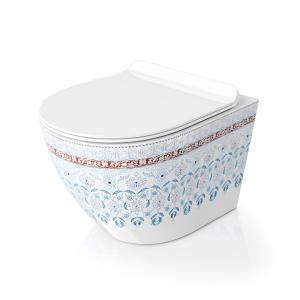 Wand-WC Sofi Slim Folklor – schlanke, hängende WC-Keramik - Zusatzbild