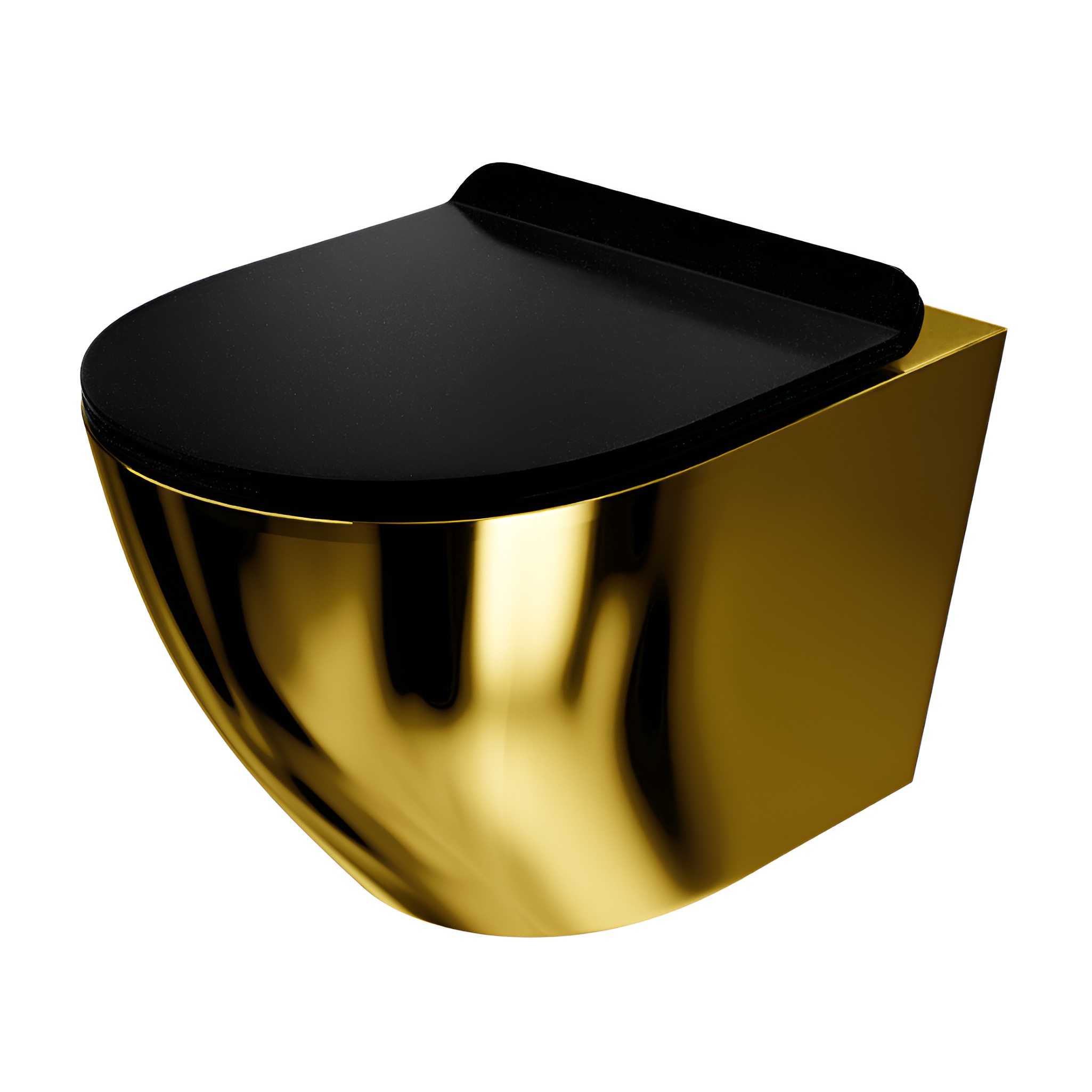Wand-WC Sofi Slim Gold/Black – randloses Design mit dünnem Softclose-Sitz in Mattschwarz