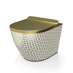 Wand-WC Sofi Slim Golden Never Die – goldfarbener Slim-Sitz, randlos, Softclose - Zusatzbild