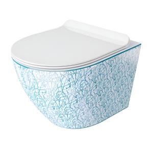 Wand-WC SOFI SLIM KRESZ mit Slim-Sitz und blauem KRESZ-Dekor - Hauptbild