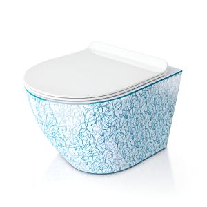 Wand-WC SOFI SLIM KRESZ mit Slim-Sitz und blauem KRESZ-Dekor - Zusatzbild