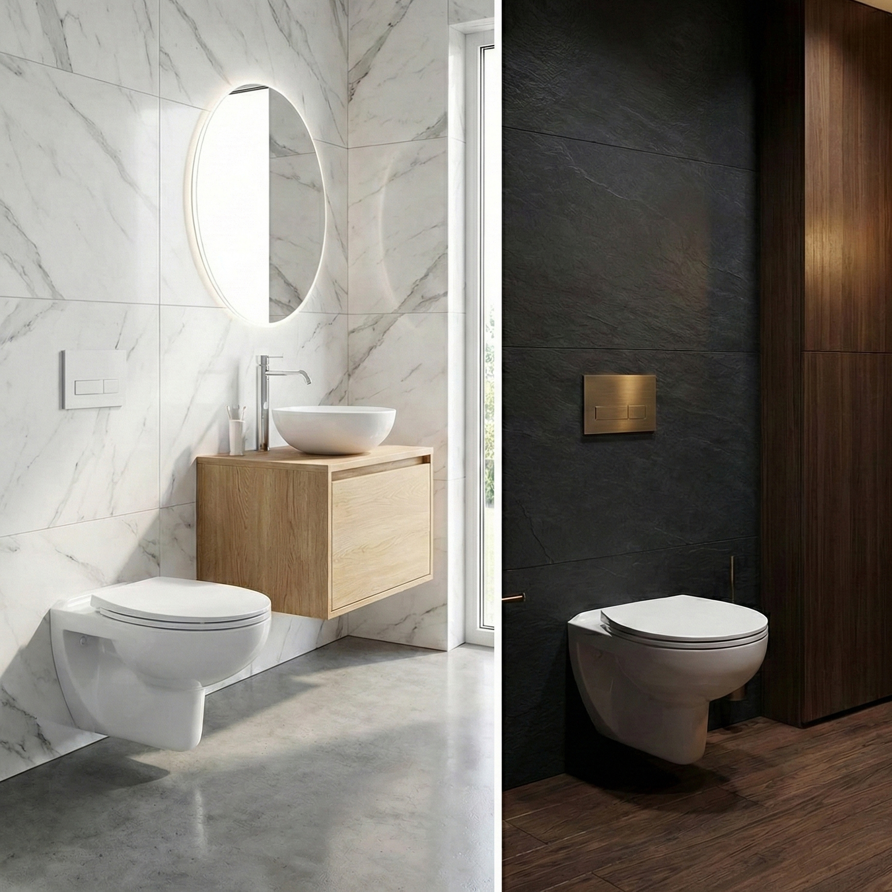 Wand-WC ARCTIC – rund, randlos, mit Soft-Close-Sitz