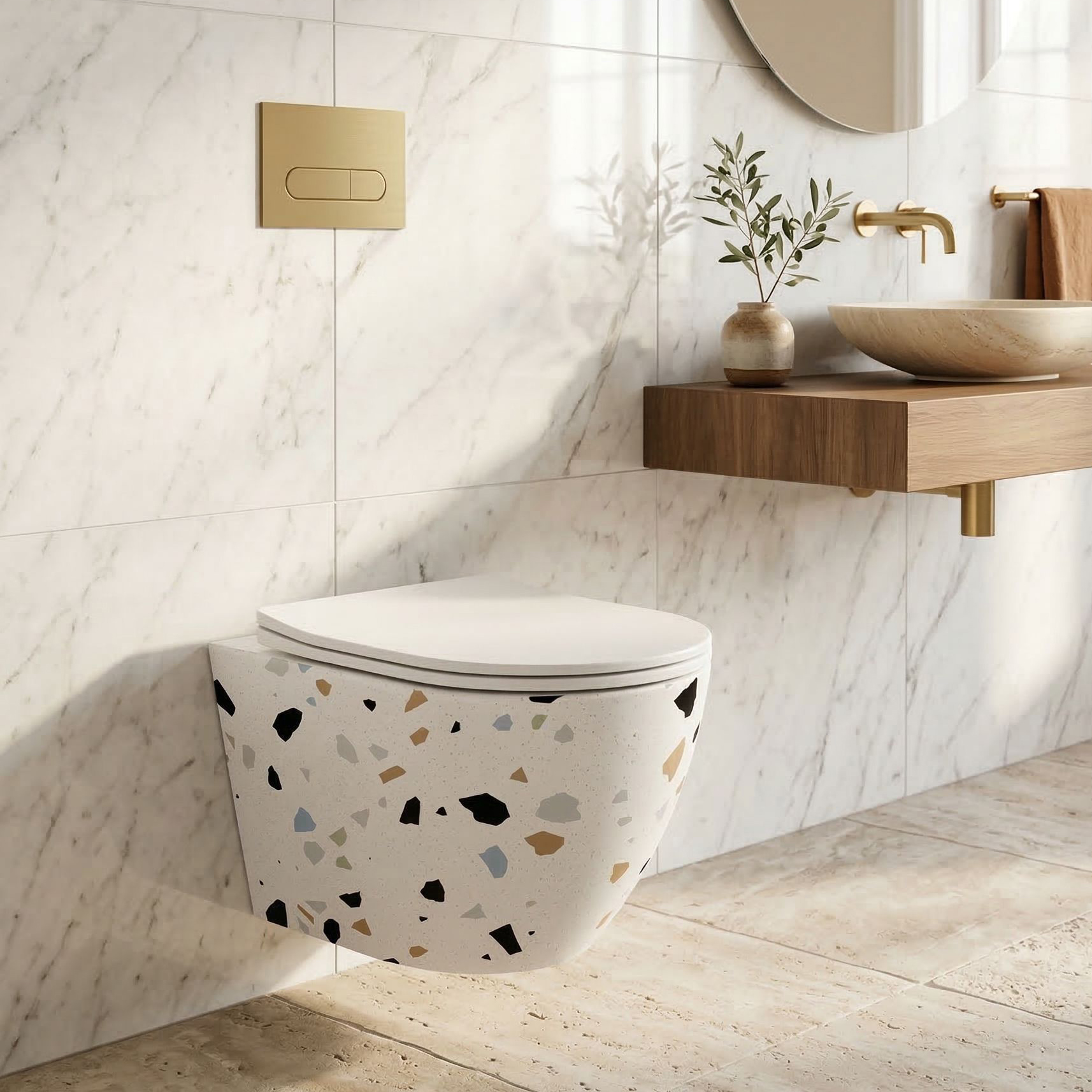 Hänge-WC Sofi Slim Stone 3.0 – farbige WC-Keramik mit Tornado-Spülung