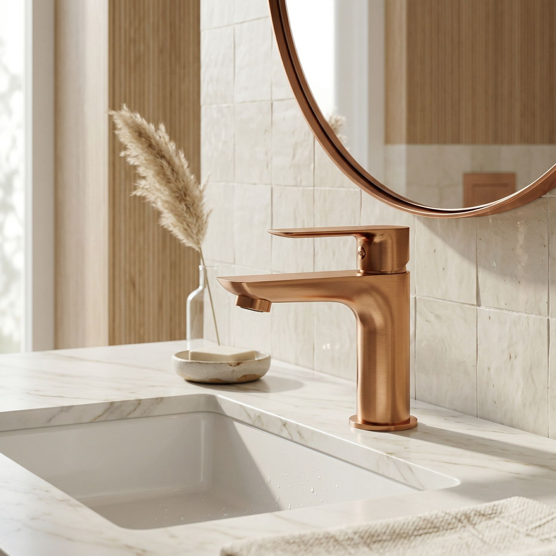 Waschtischarmatur Spark Brushed Copper – Alltagskomfort im gebürsteten Kupferton