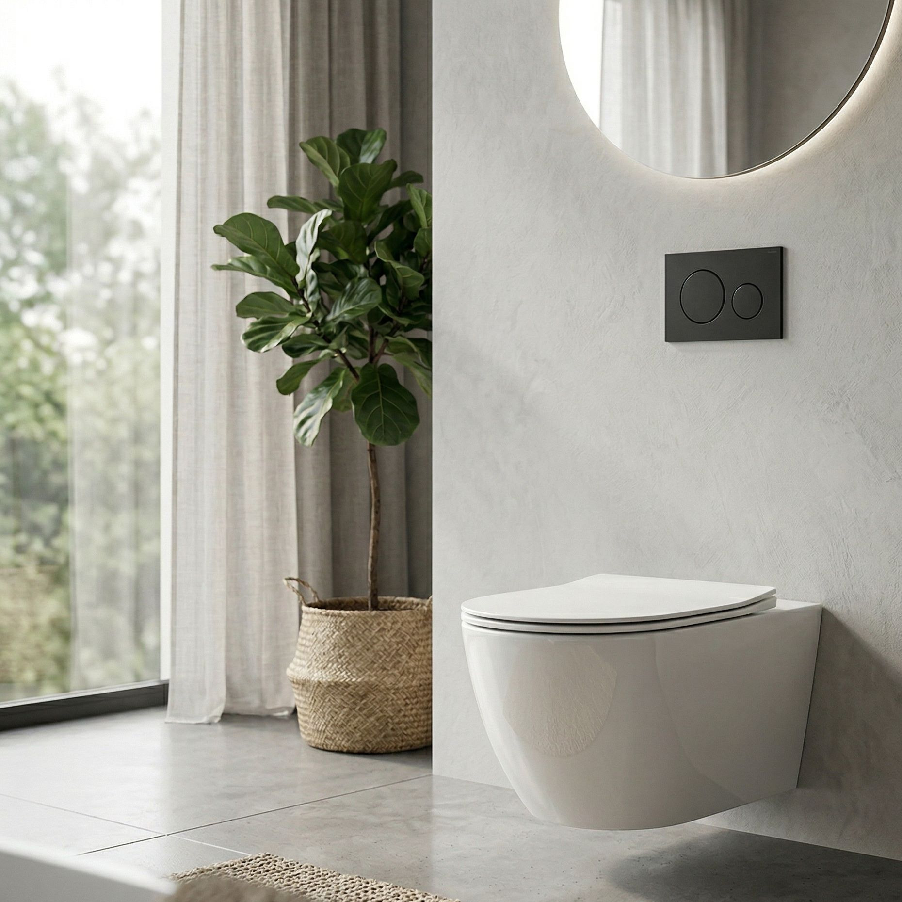 Wand-WC Sinto Grande – großformatig, halboval, weiß, mit Slim-Sitz