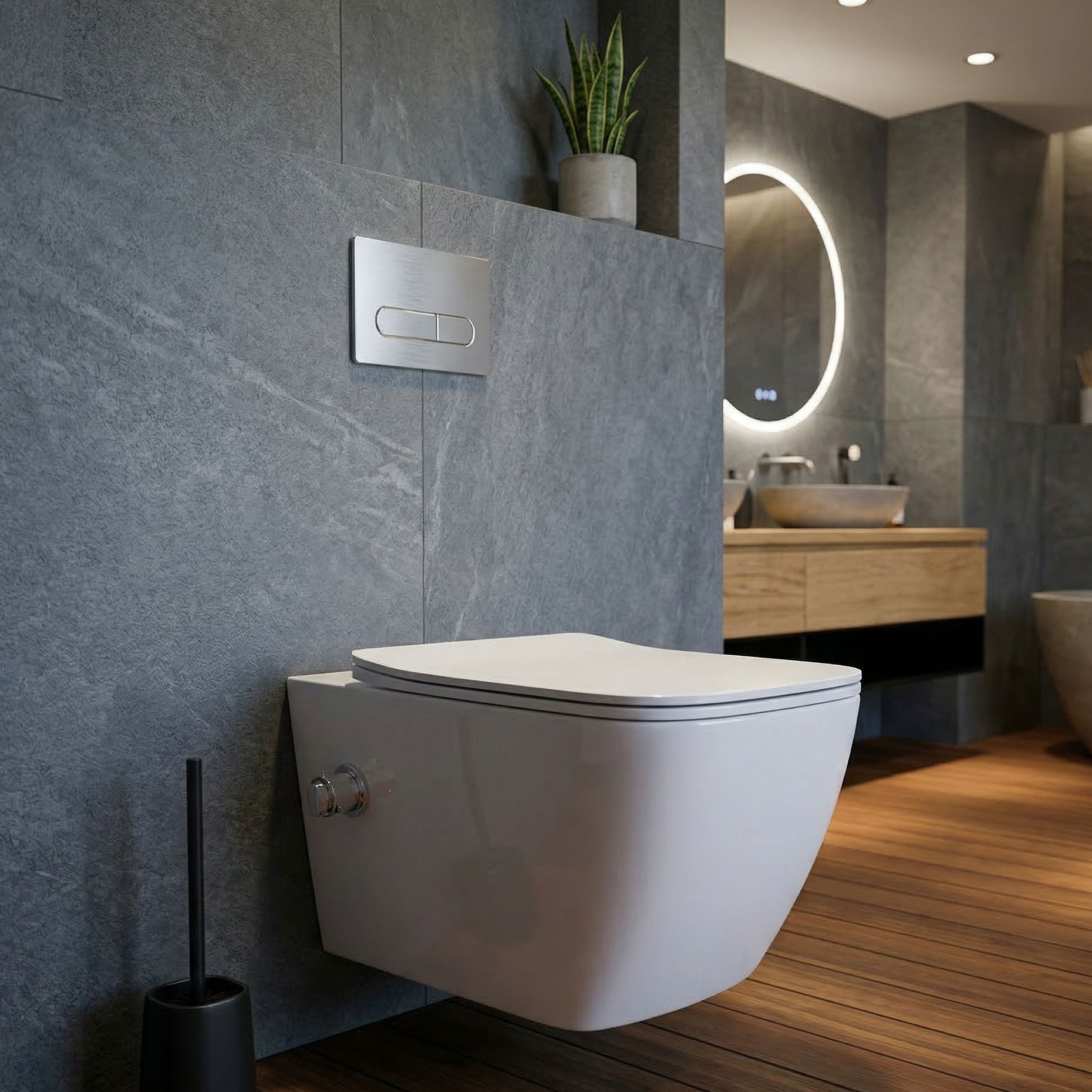PARANA Hänge-WC mit Bidetfunktion – spülrandloses 2-in-1 Modell in glänzendem Weiß