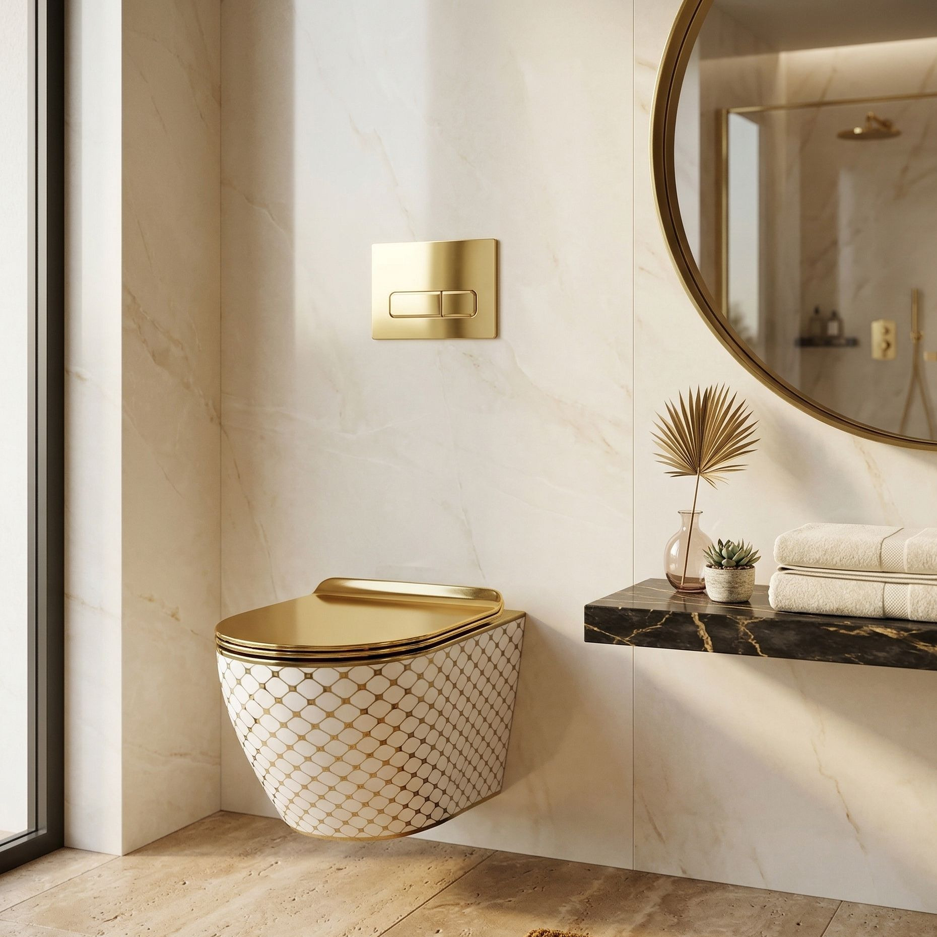 Wand-WC SOFI SLIM CHECKED GOLD