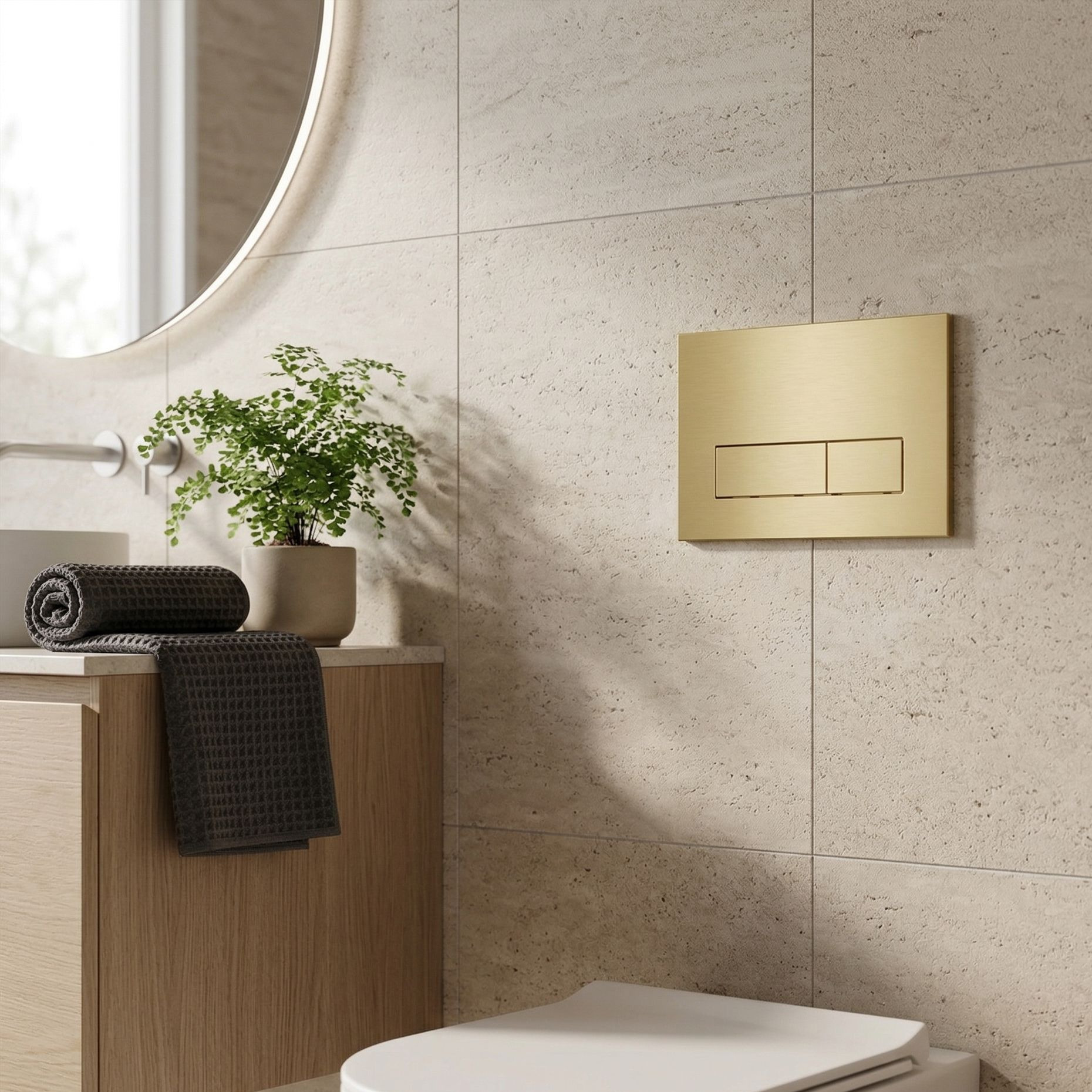 WC-Betätigungsplatte LAV 200.3.5 Gold – rechteckig, 2-Mengen-Spülung, ABS