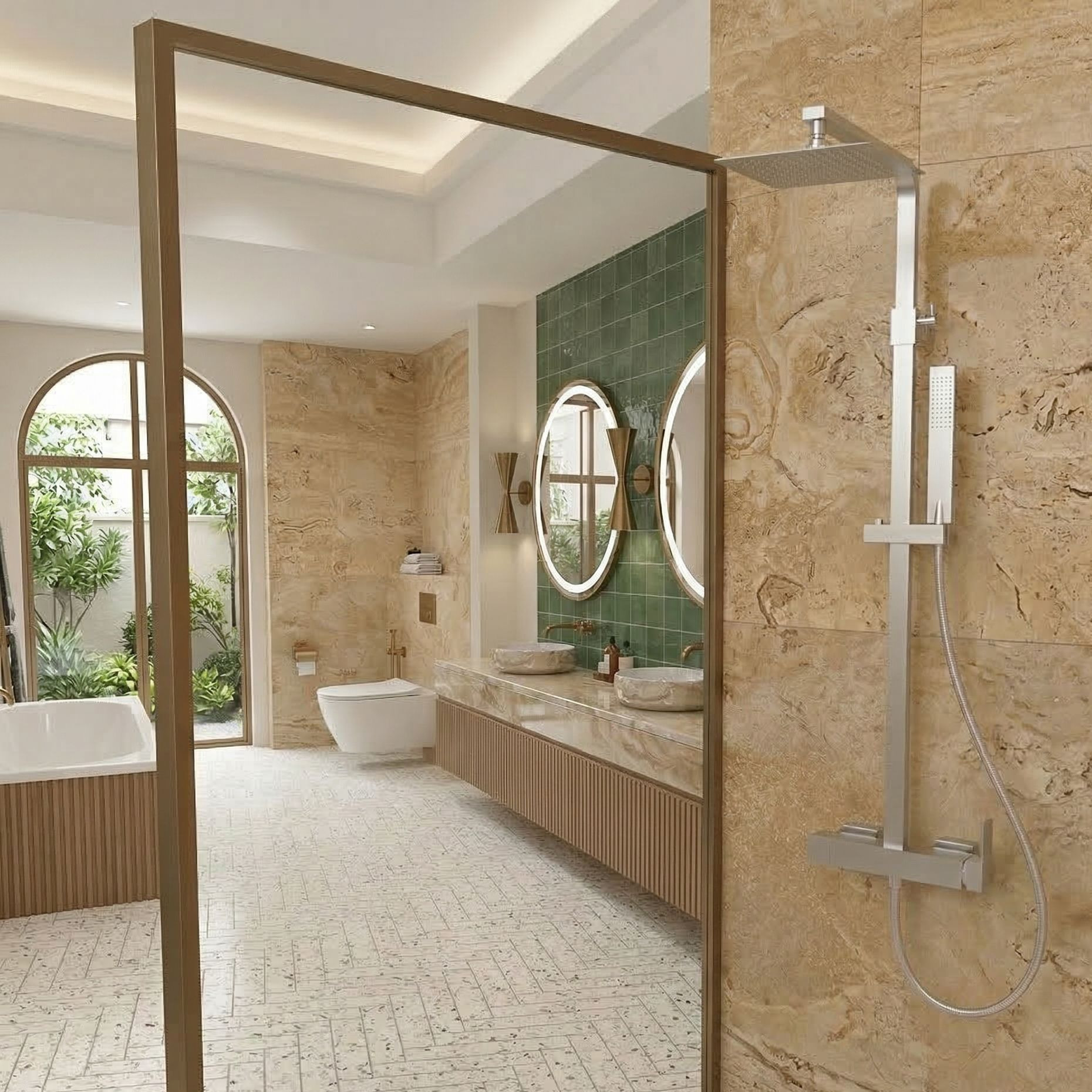 Aquila Chrome Aufputz-Duschsystem mit Regendusche