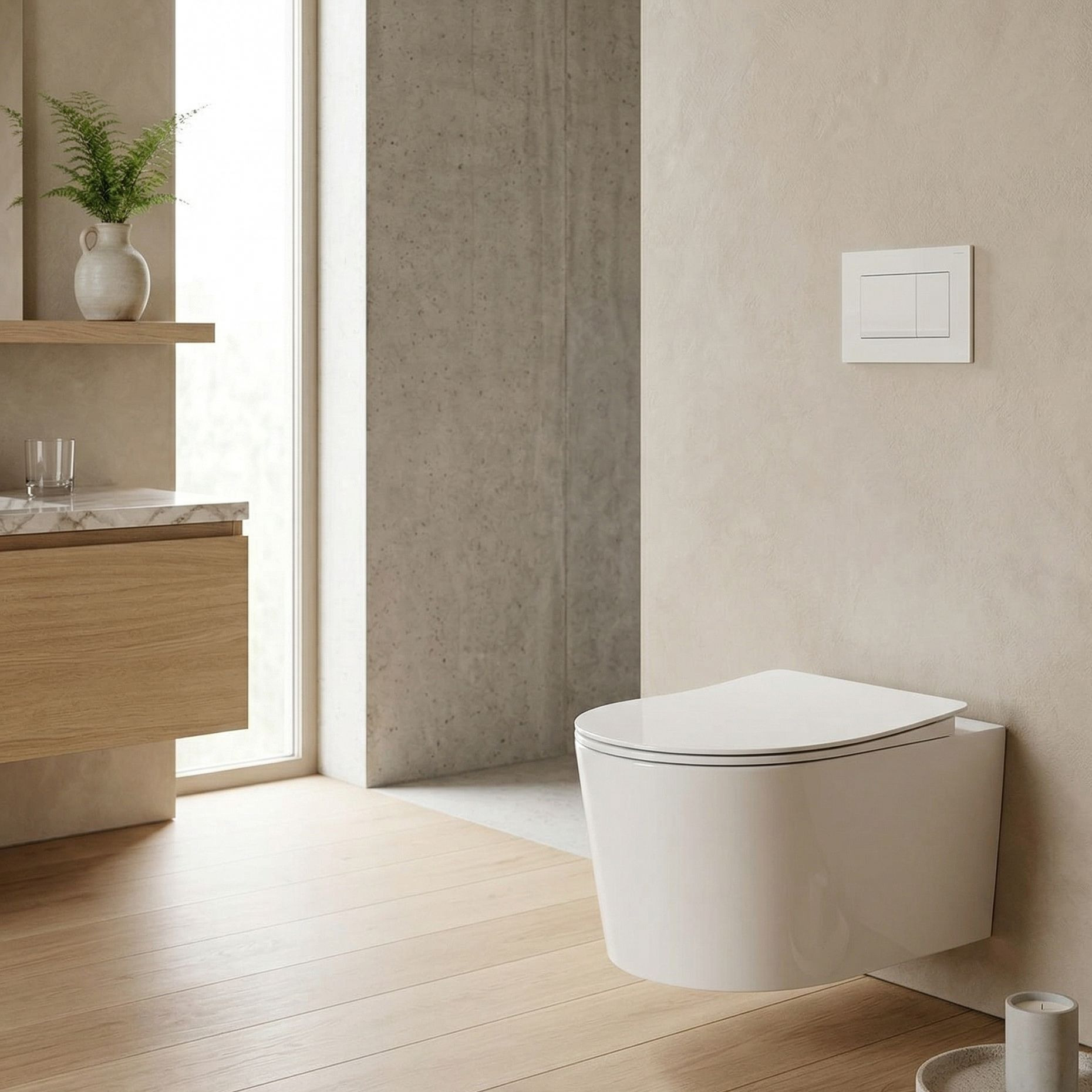 Wand-WC LOSO, kompakt, randlos, mit Slim-Softclose-Sitz