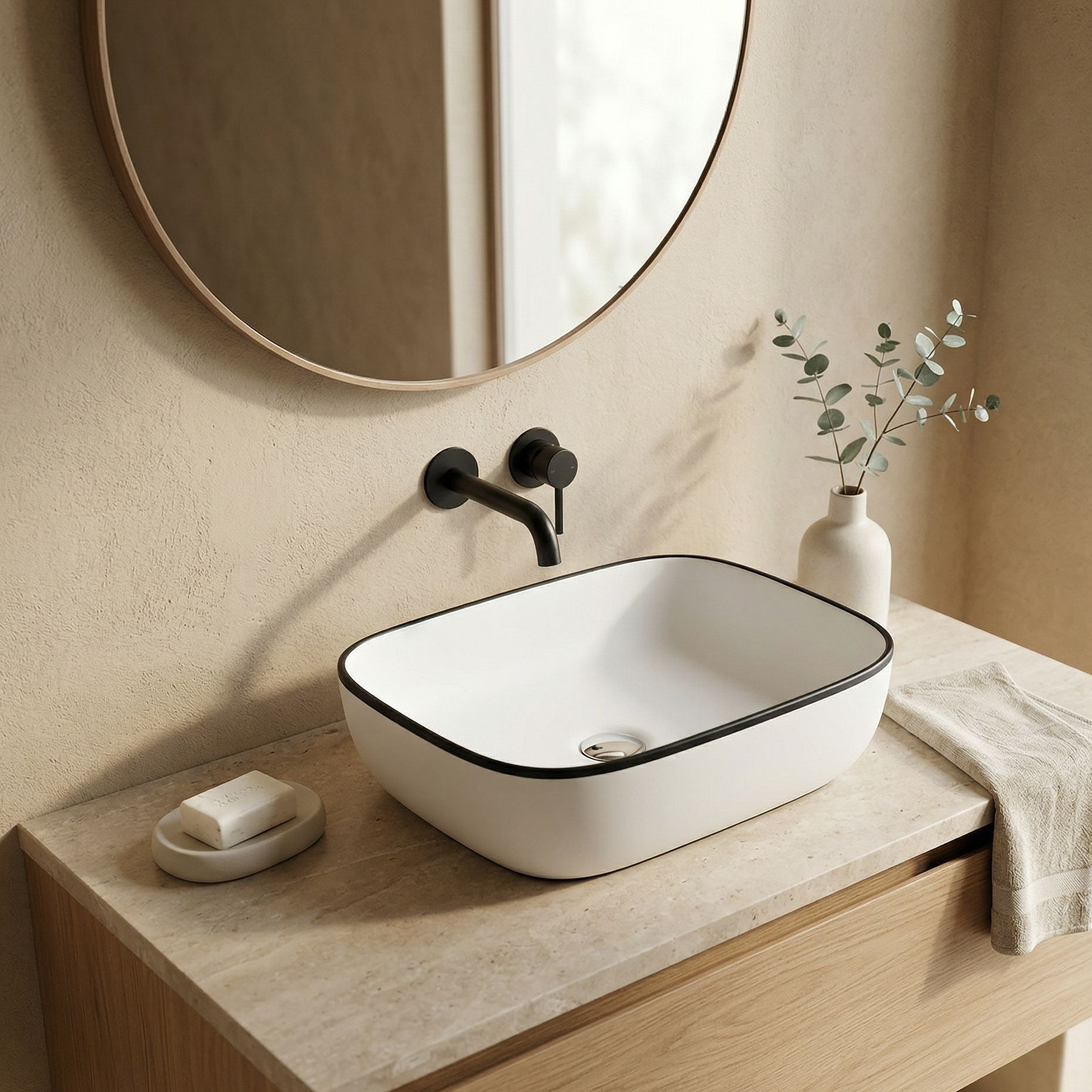 Aufsatzwaschbecken Costa Black Line – eleganter Schwarz-Kontrast