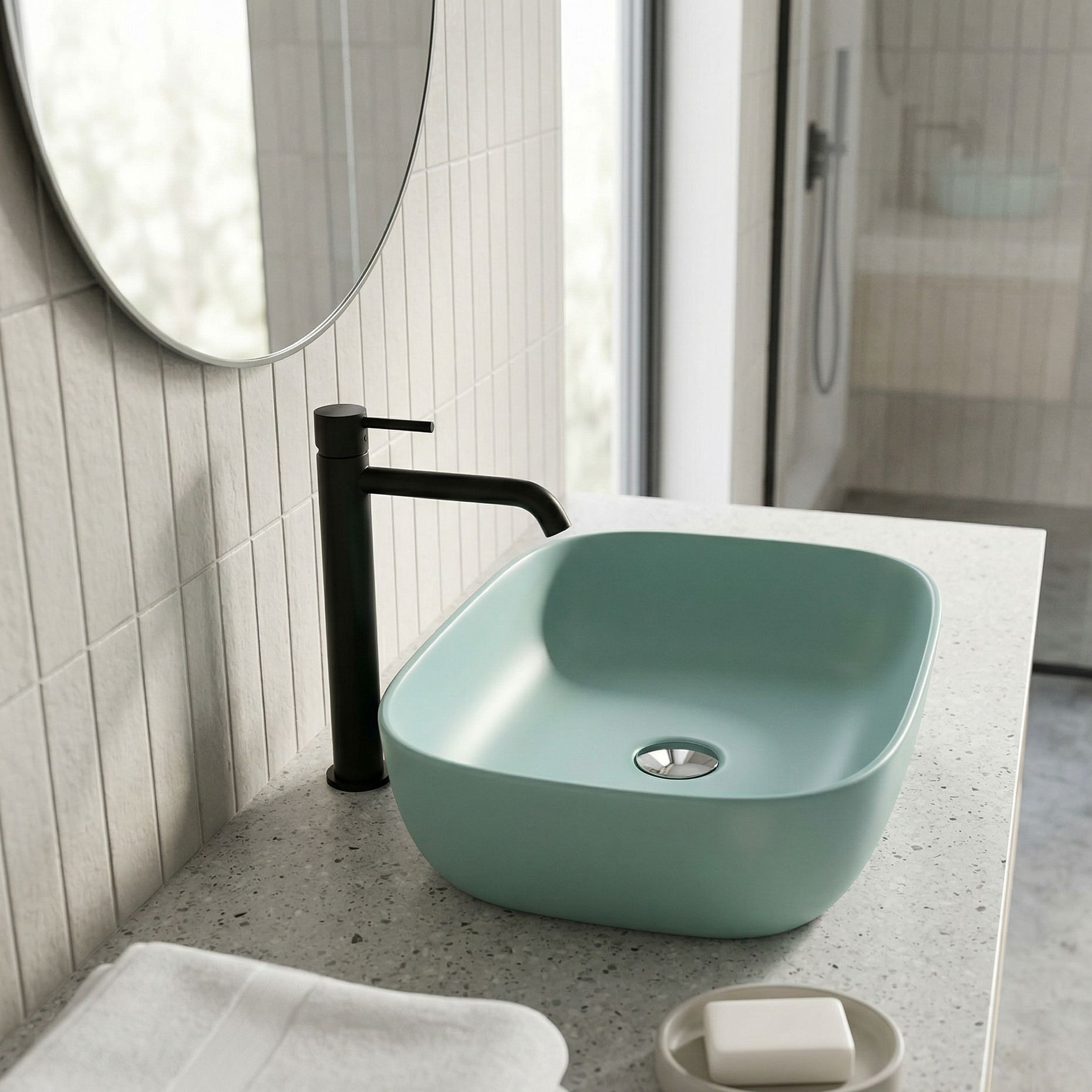 Aufsatzwaschbecken Costa Green Mint – elegantes Design in Mintgrün