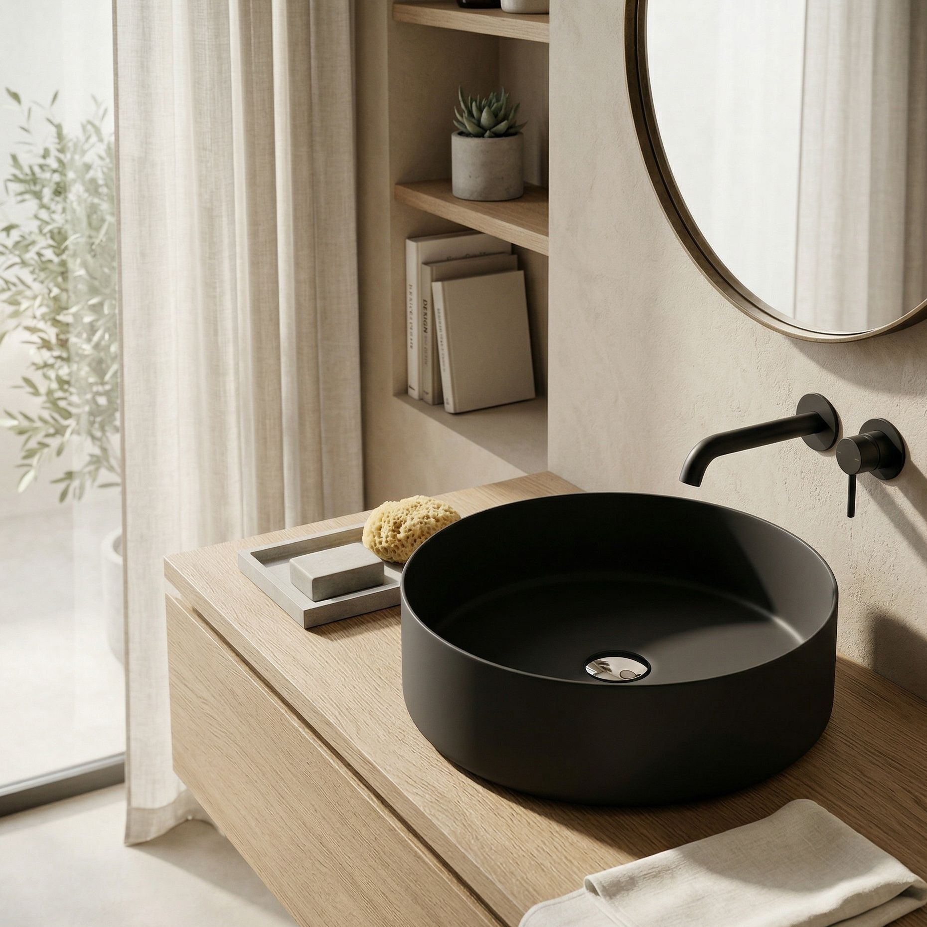 Aufsatzwaschbecken Merida Black – rundes Design in Schwarz