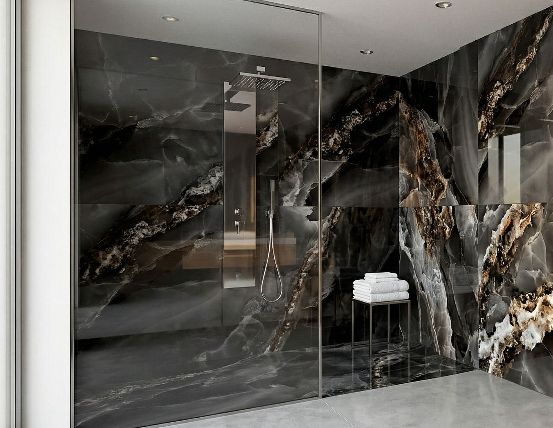 HG Dazzle Onyx Black Glanz 60x120 cm &ndash; Glasierte Feinsteinzeugfliesen (1. Wahl)