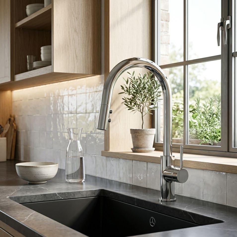 Küchenarmatur Orion Chrome mit ausziehbarer Brause – Chrom