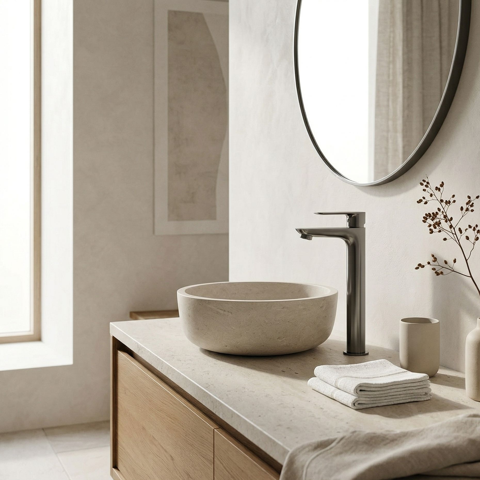Hohe Waschbeckenarmatur Spark in Gunmetal