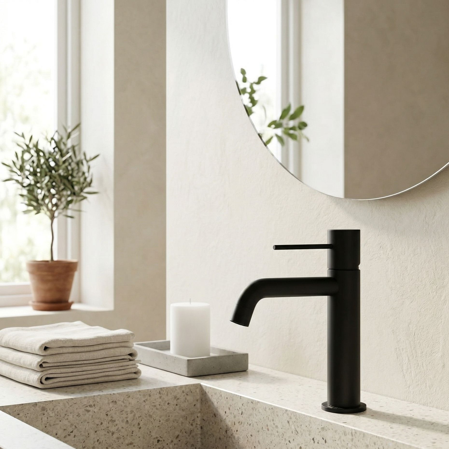 Orion Waschtischarmatur Mattschwarz – minimalistisches Design und komfortable Bedienung