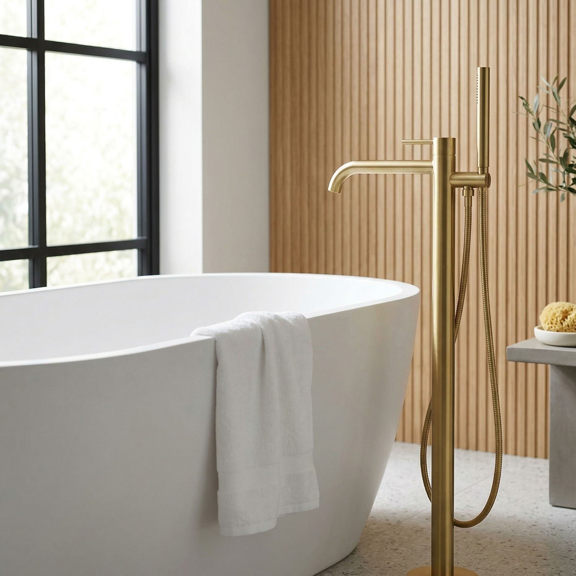 Freistehende Badewannenarmatur Orion Brushed Gold