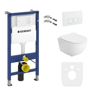 KOMPLETT-PAKET: Geberit Duofix Basic Vorwandelement + Wand-WC Tiefspül Brava Becken Spülrandlos + Bedienplatte Delta 25 für Doppelspülung - Hauptbild