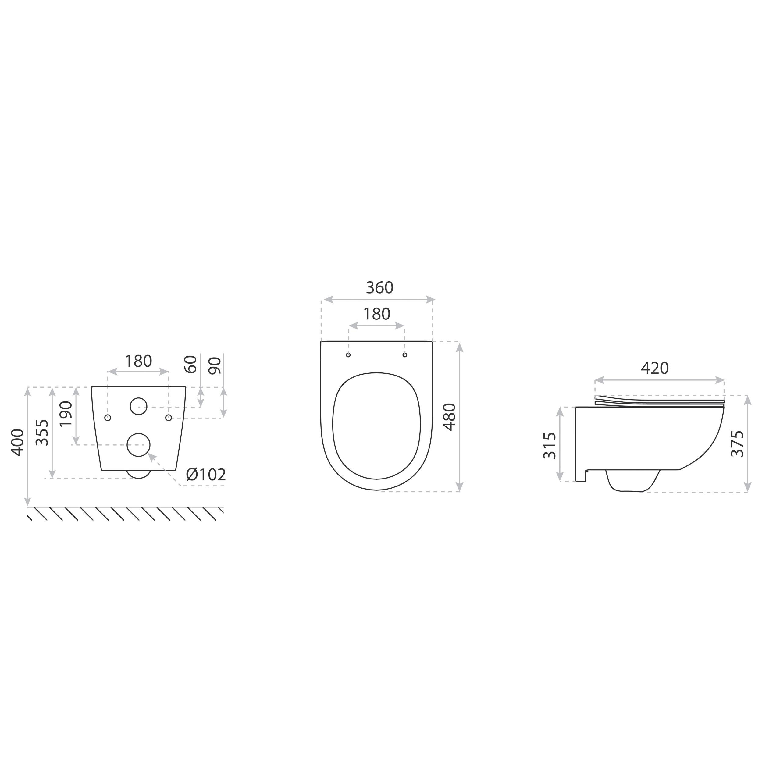 KOMPLETT-PAKET: Geberit Duofix Basic Vorwandelement + Wand-WC Tiefspül Brava Becken Spülrandlos + Bedienplatte Delta 25 für Doppelspülung