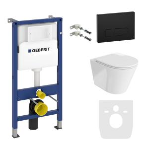 KOMPLETT-PAKET: Geberit Duofix Basic Vorwandelement + Wand-WC Tiefspül Galve Becken Spülrandlos + Bedienplatte Delta 25 für Doppelspülung - Hauptbild