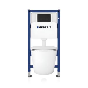 KOMPLETT-PAKET: Geberit Duofix Basic Vorwandelement + Wand-WC Tiefspül Galve Becken Spülrandlos + Bedienplatte Delta 25 für Doppelspülung - Zusatzbild