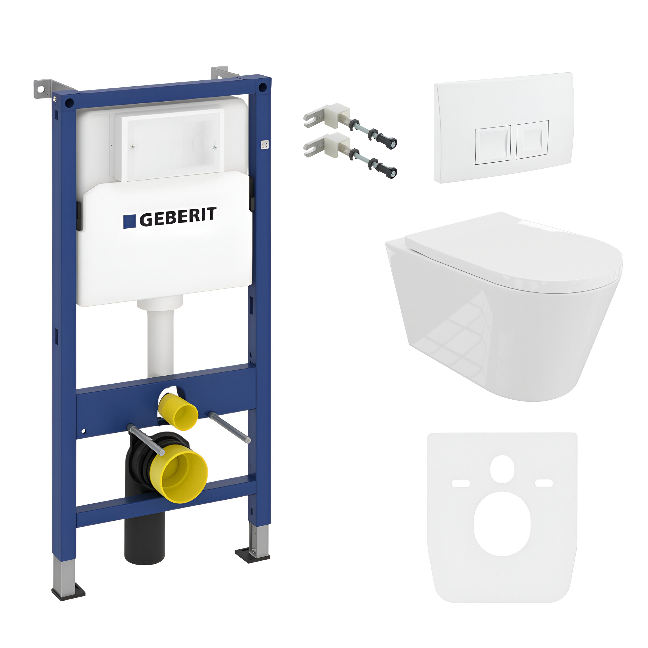 KOMPLETT-PAKET: Geberit Duofix Basic Vorwandelement + Lavawandschrank Versoni White Edgeless Tornado-Bündigsystem + Bedienplatte Delta 25 für Doppelspülung