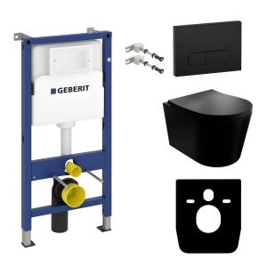 KOMPLETT-PAKET: Geberit Duofix Basic Vorwandelement + Lavawandschrank Versoni Black Edgeless Tornado-Bündigsystem + Bedienplatte Delta 25 für Doppelspülung - Hauptbild