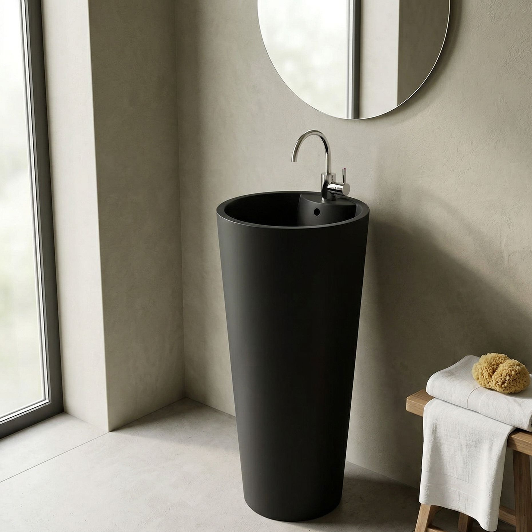 Freistehendes Waschbecken Uvas Black – matt schwarz