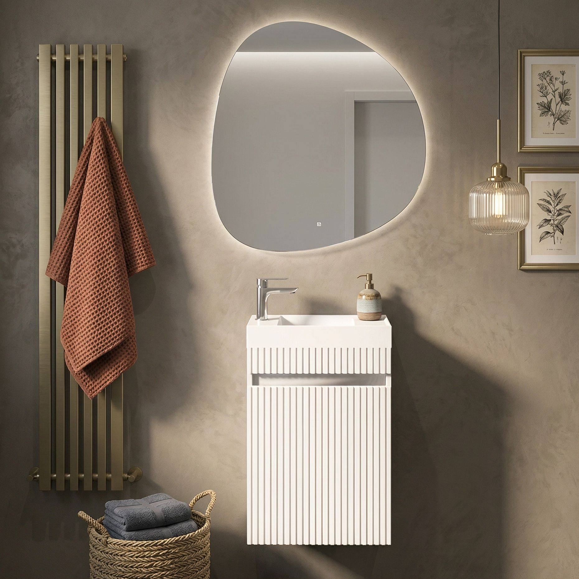 H&auml;ngeschrank Gila 400 Wei&szlig; mit Lamellenfront &ndash; schlankes Design f&uuml;r kleine B&auml;der