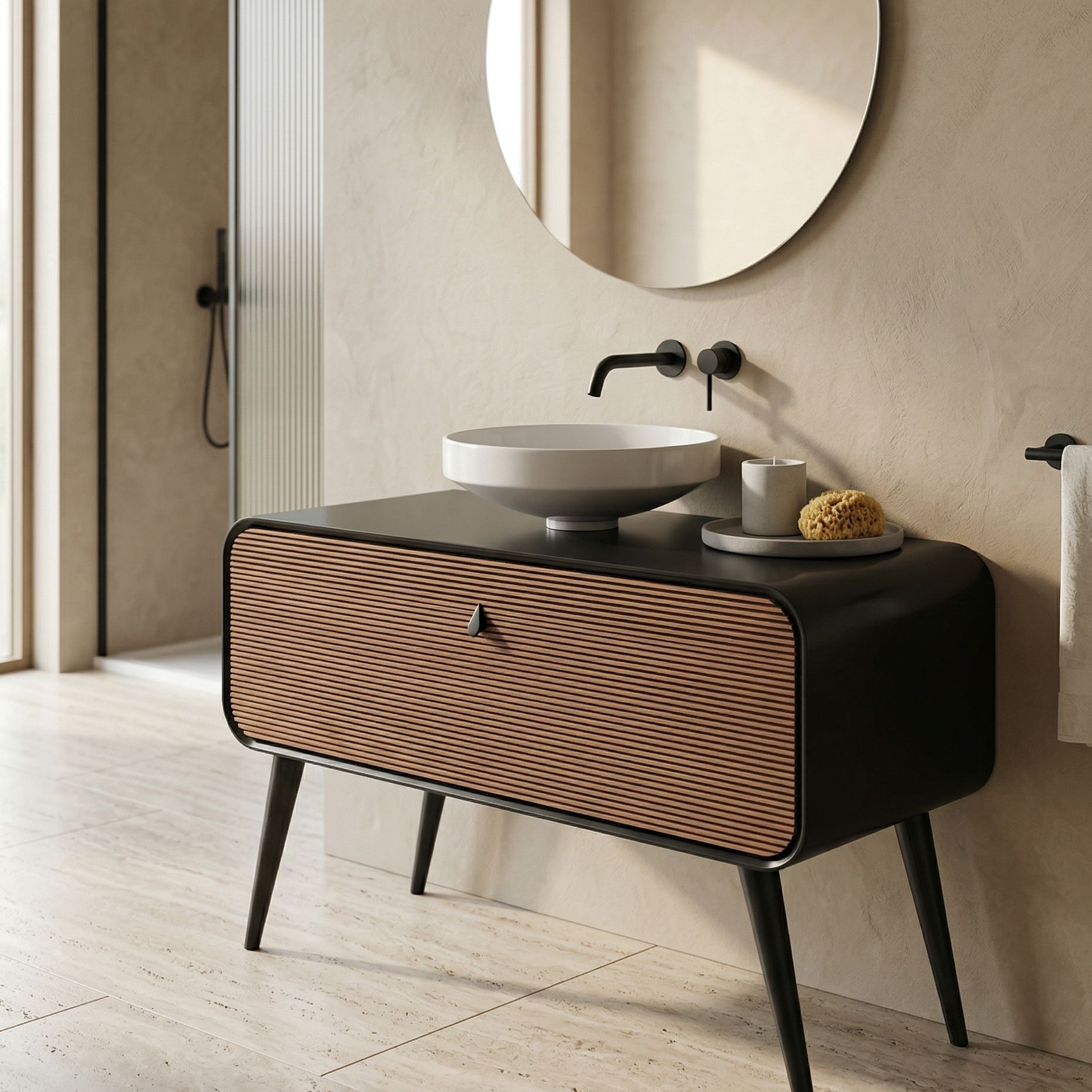 Standschrank Augusta 1200 &ndash; Badschrank in Holzoptik