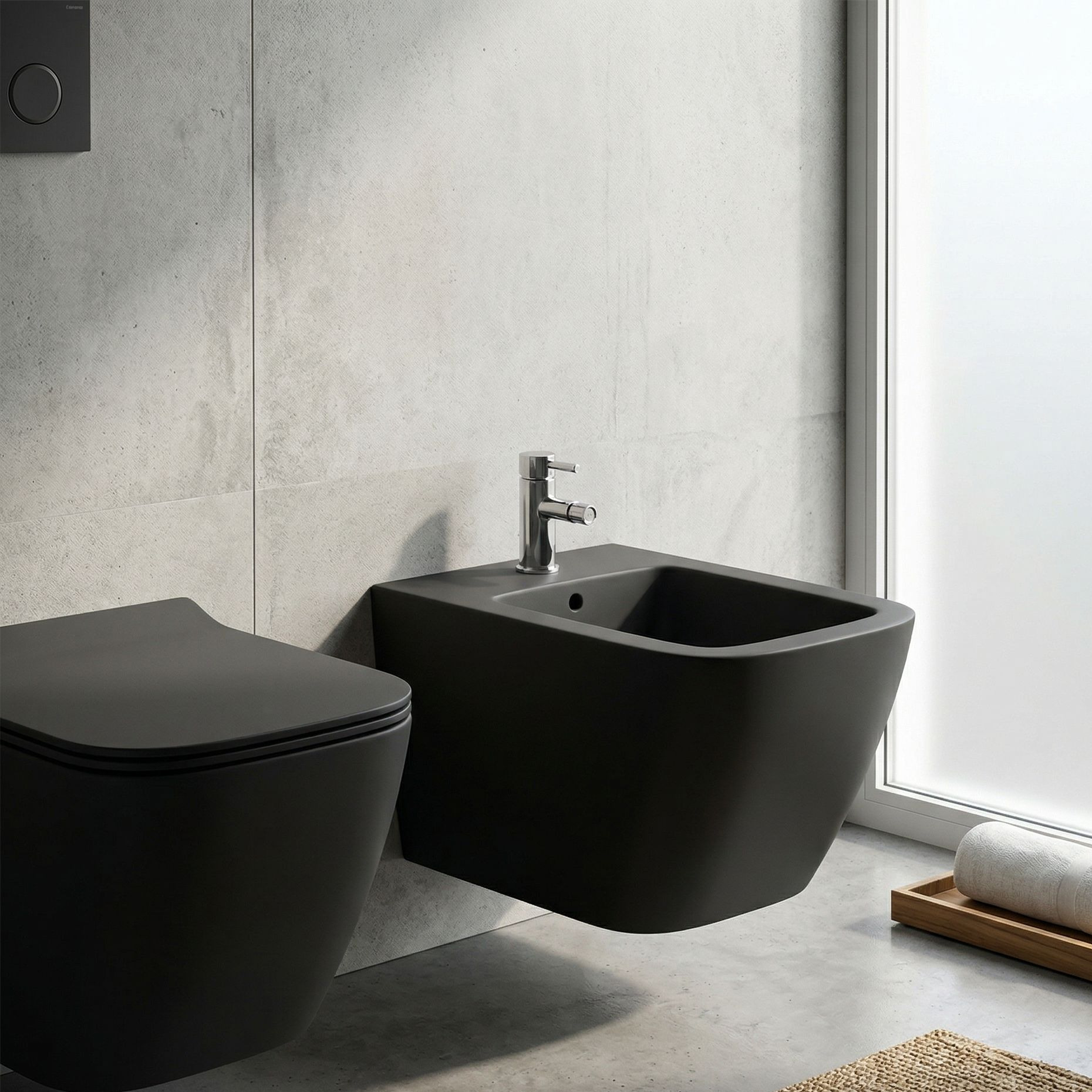 Wand-Bidet Onil Black in Mattschwarz