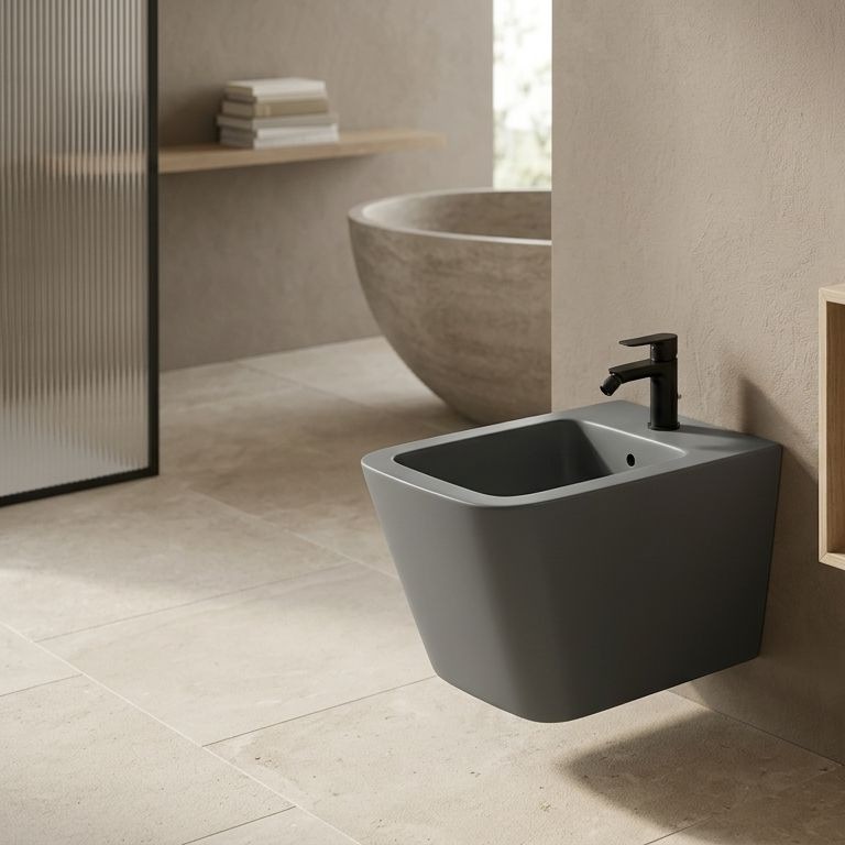 Wandbidet LAGO GREY &ndash; mattgrau, geometrisches Design
