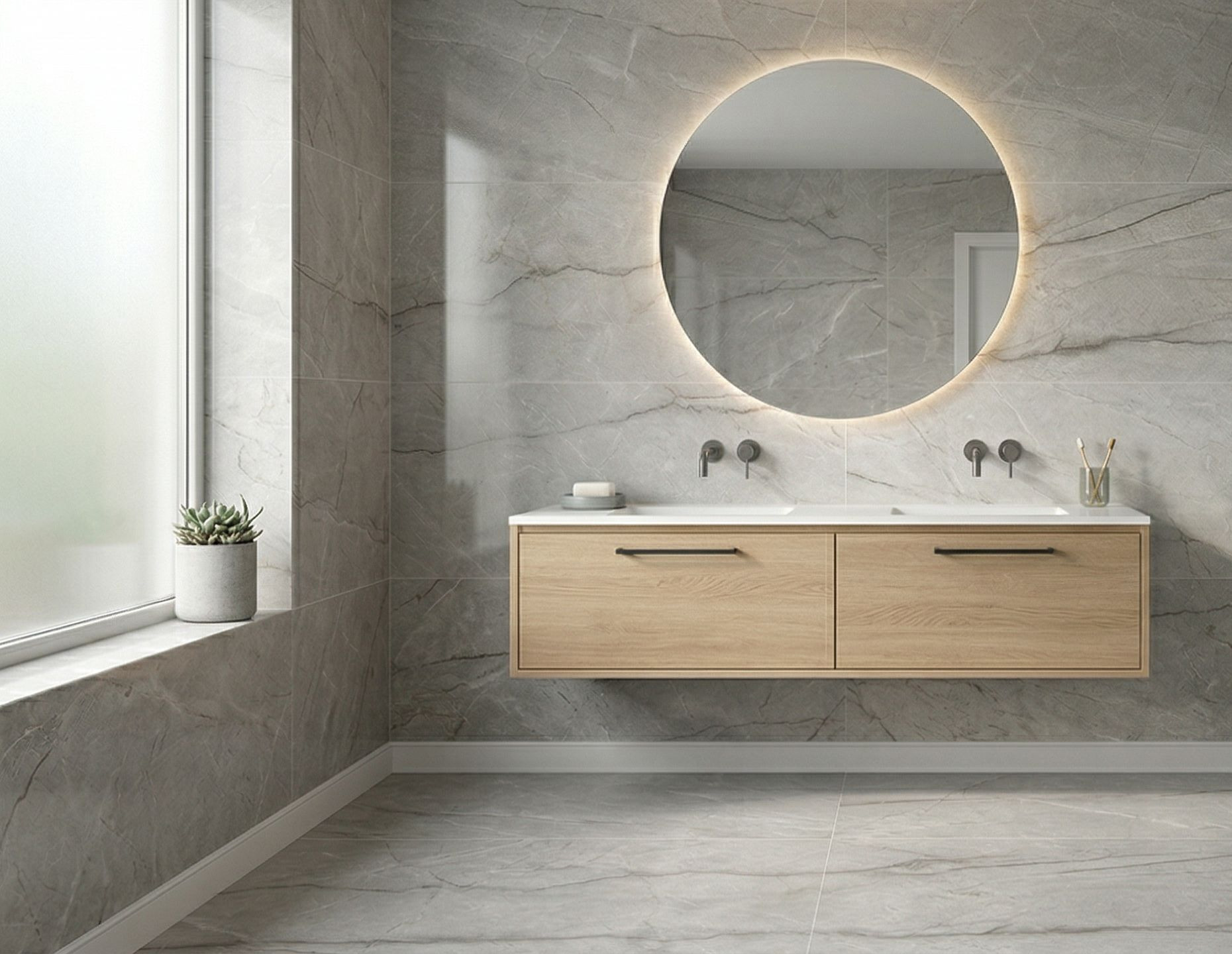 Glasiertes Feinsteinzeug Riverstone Grey matt/carving 60x120 cm – 1. Wahl