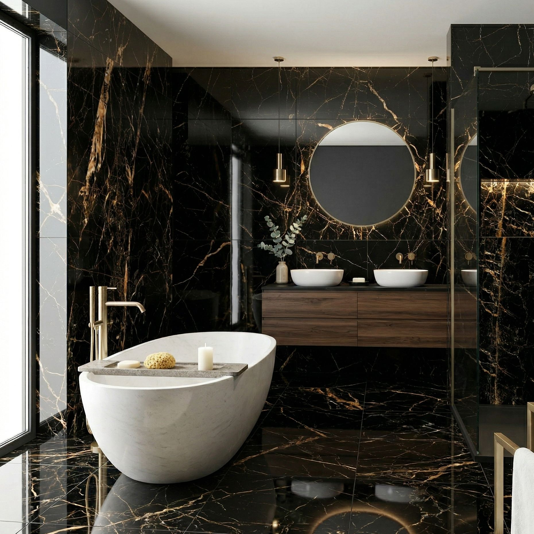 HG Golden Black Feinsteinzeug, glasiert und poliert, 60x60 cm, 1. Wahl