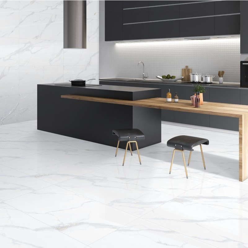 Glasiertes Feinsteinzeug Roscoe White lappato 60x120 – 1. Sorte