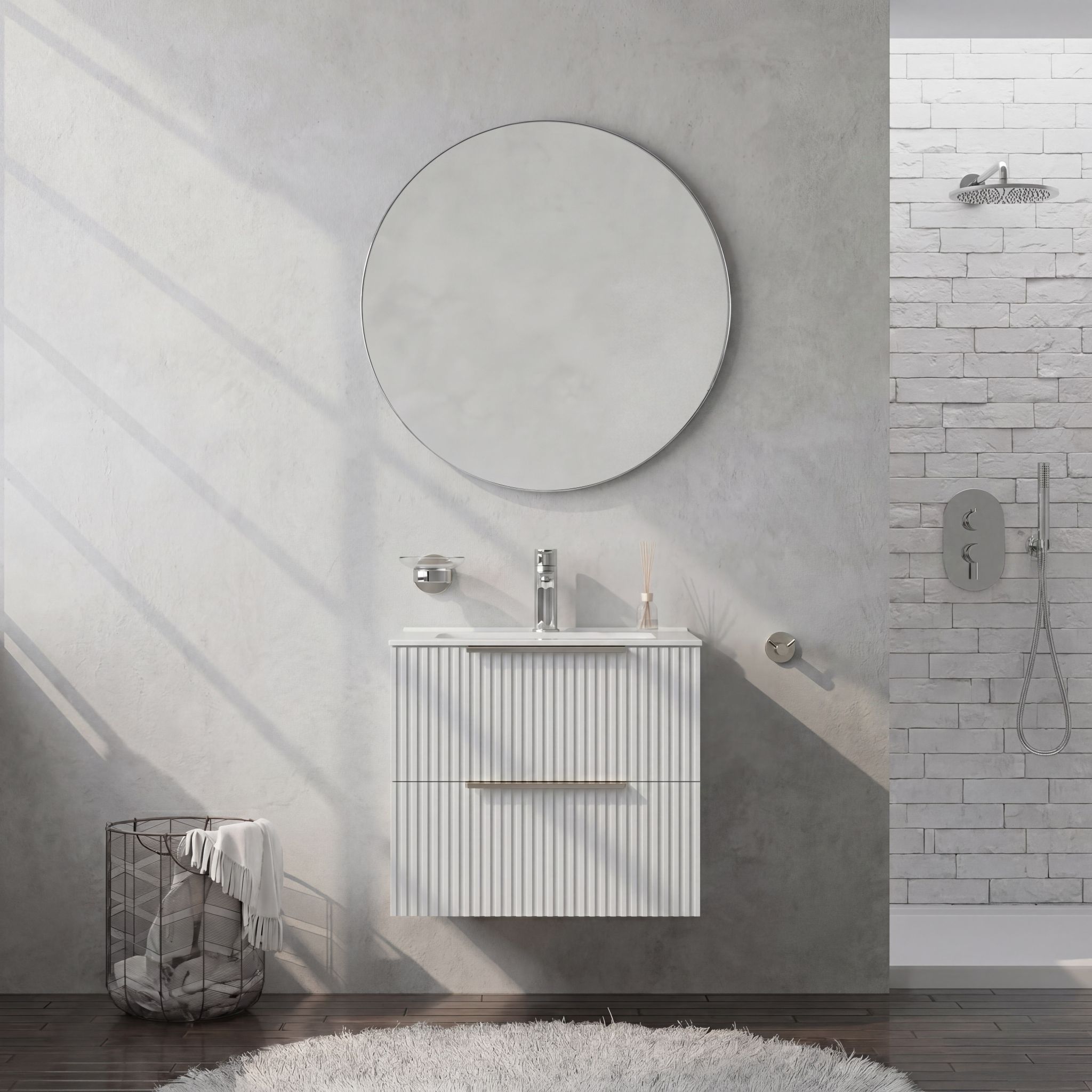 Badezimmer-Hängeschrank Oklahoma White Mat 60