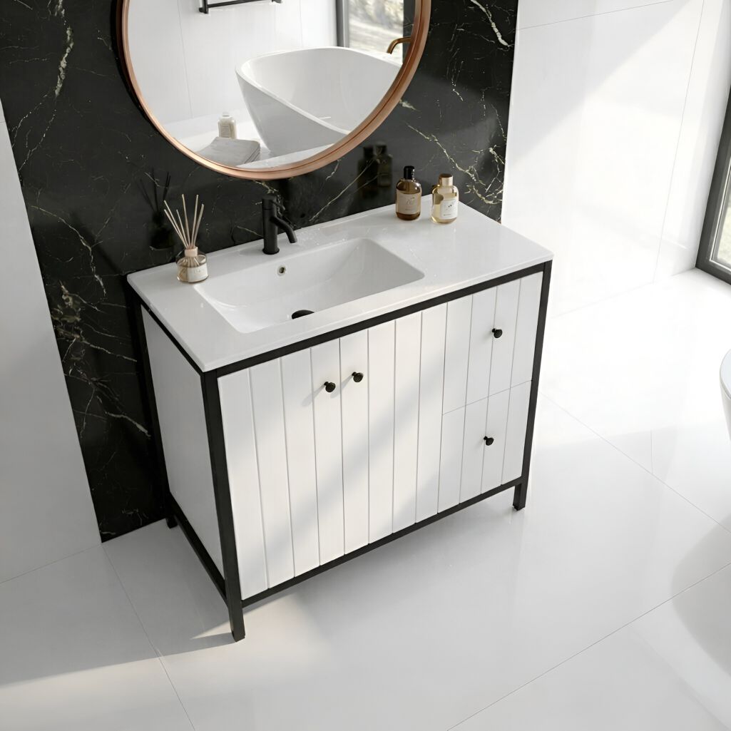 Möbelwaschbecken Mime 910 – weiße Keramik, funktional und elegant