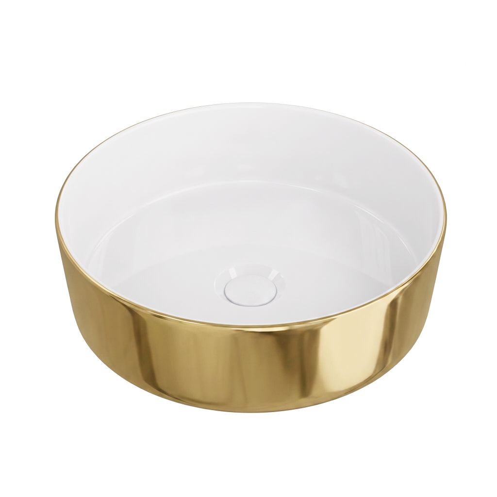 Aufsatzwaschbecken Merida Gold/Weiß – rundes, elegantes Design