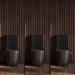 WC-Kompakt TRYTON BLACK – matt schwarz, spülrandlos, rechteckiges Design - Zusatzbild