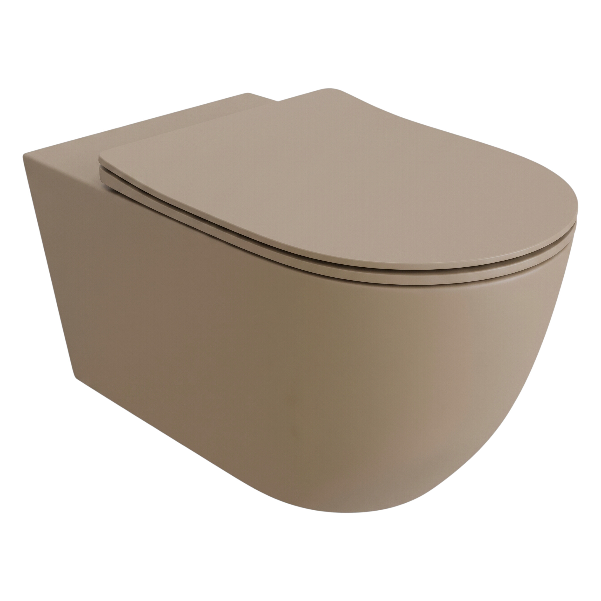 Wand-WC Sinto Grande 2.0 in Sandfarben/Khaki mit WC-Sitz im selben Farbton