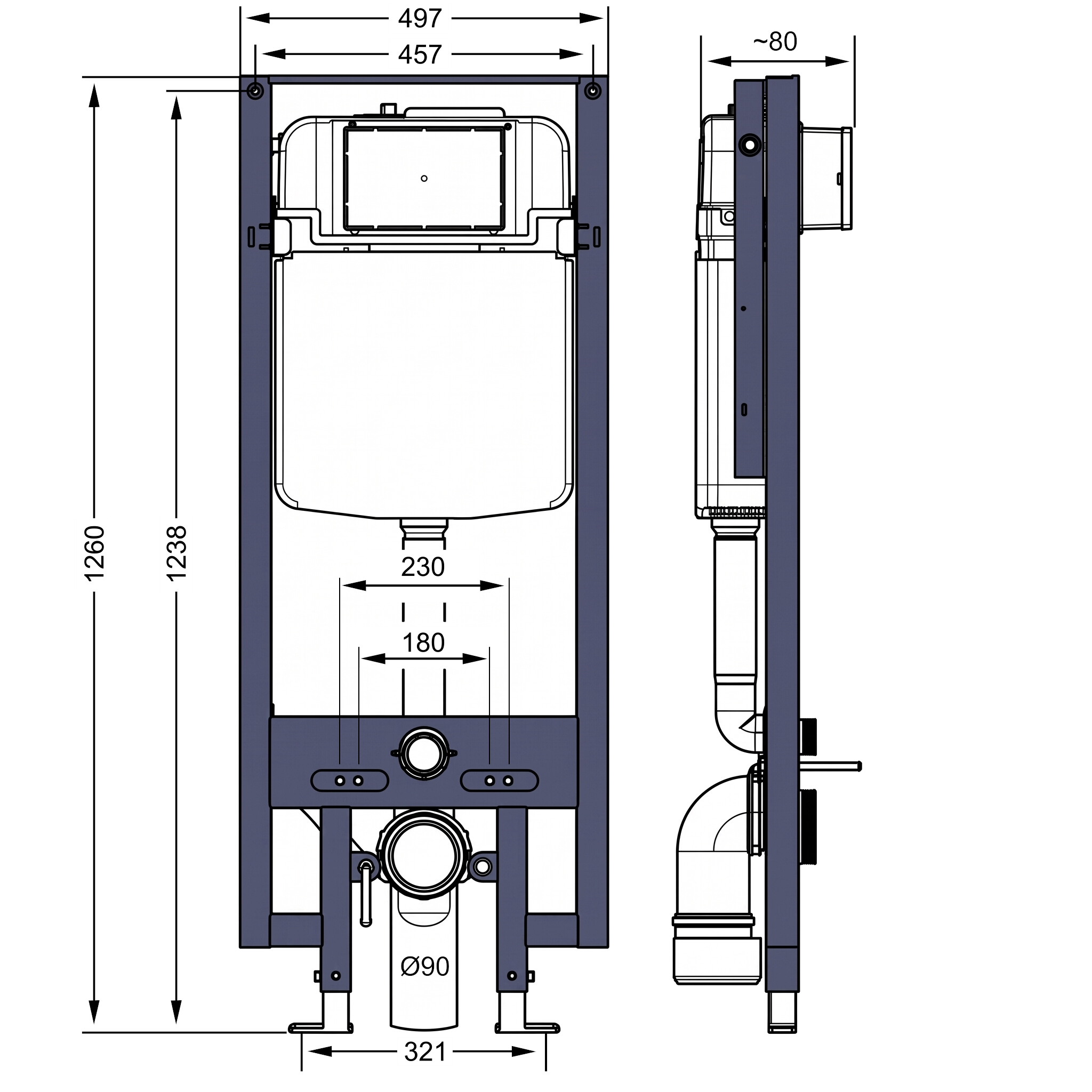 Unterputz-Vorwandelement Smart mit Spülkasten für Dusch-WCs Lumina