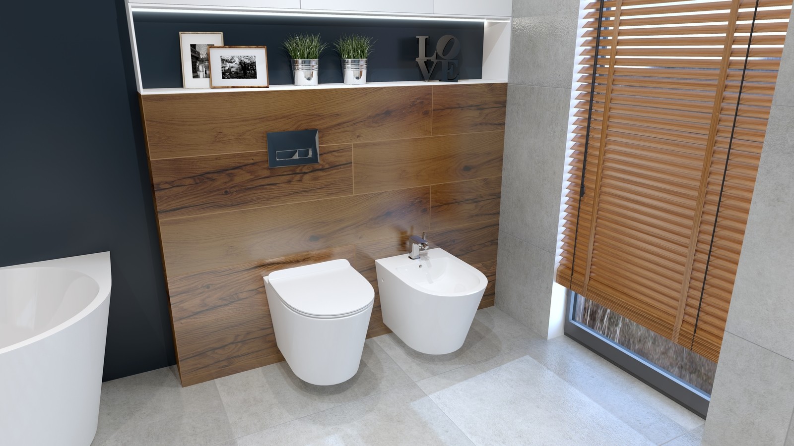 Wandhängendes Bidet GALVE – minimalistisches Design mit halb-ovaler, verlängerter Form