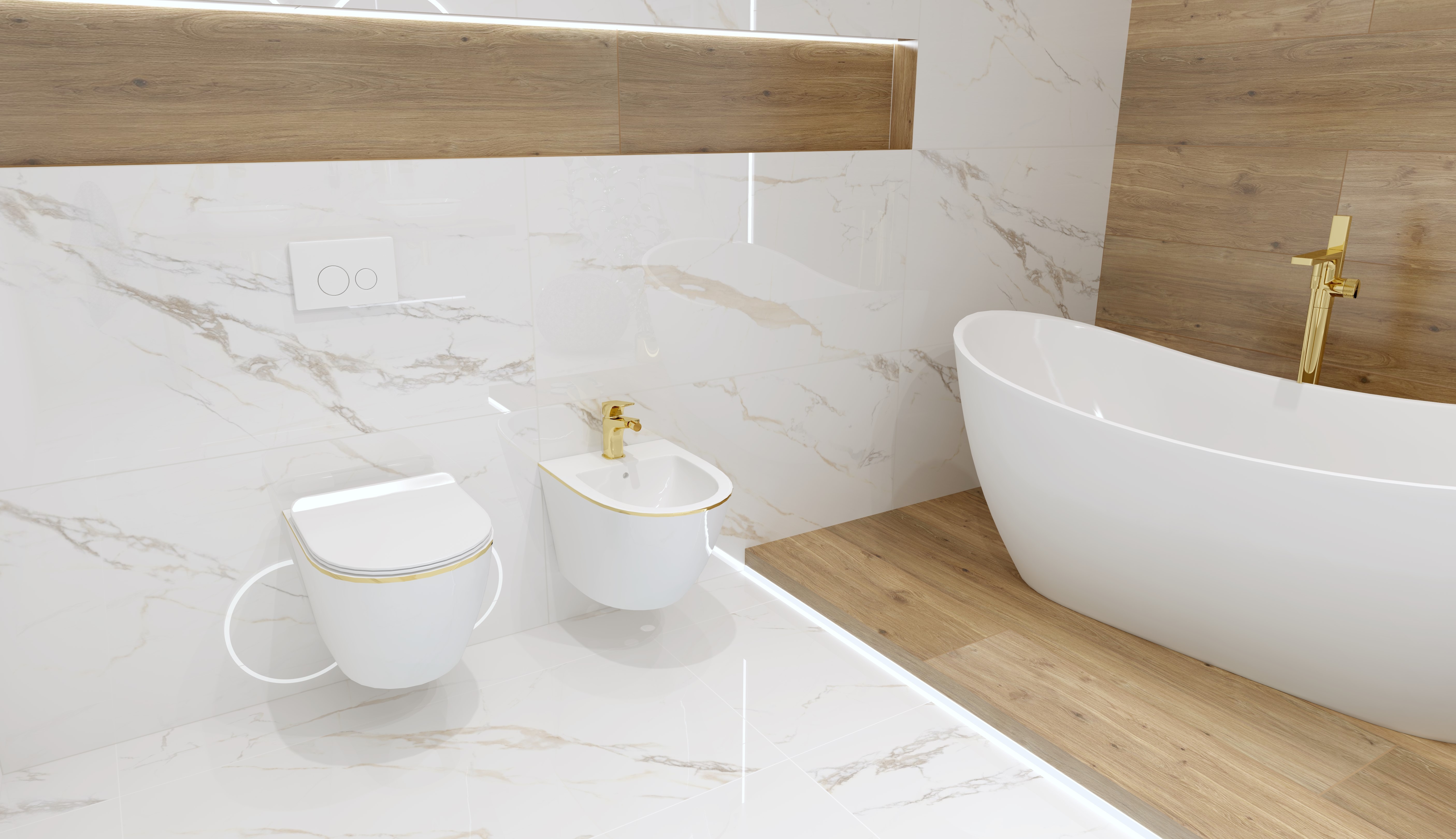Wand-Bidet SOFI Gold Line mit goldener Akzentlinie