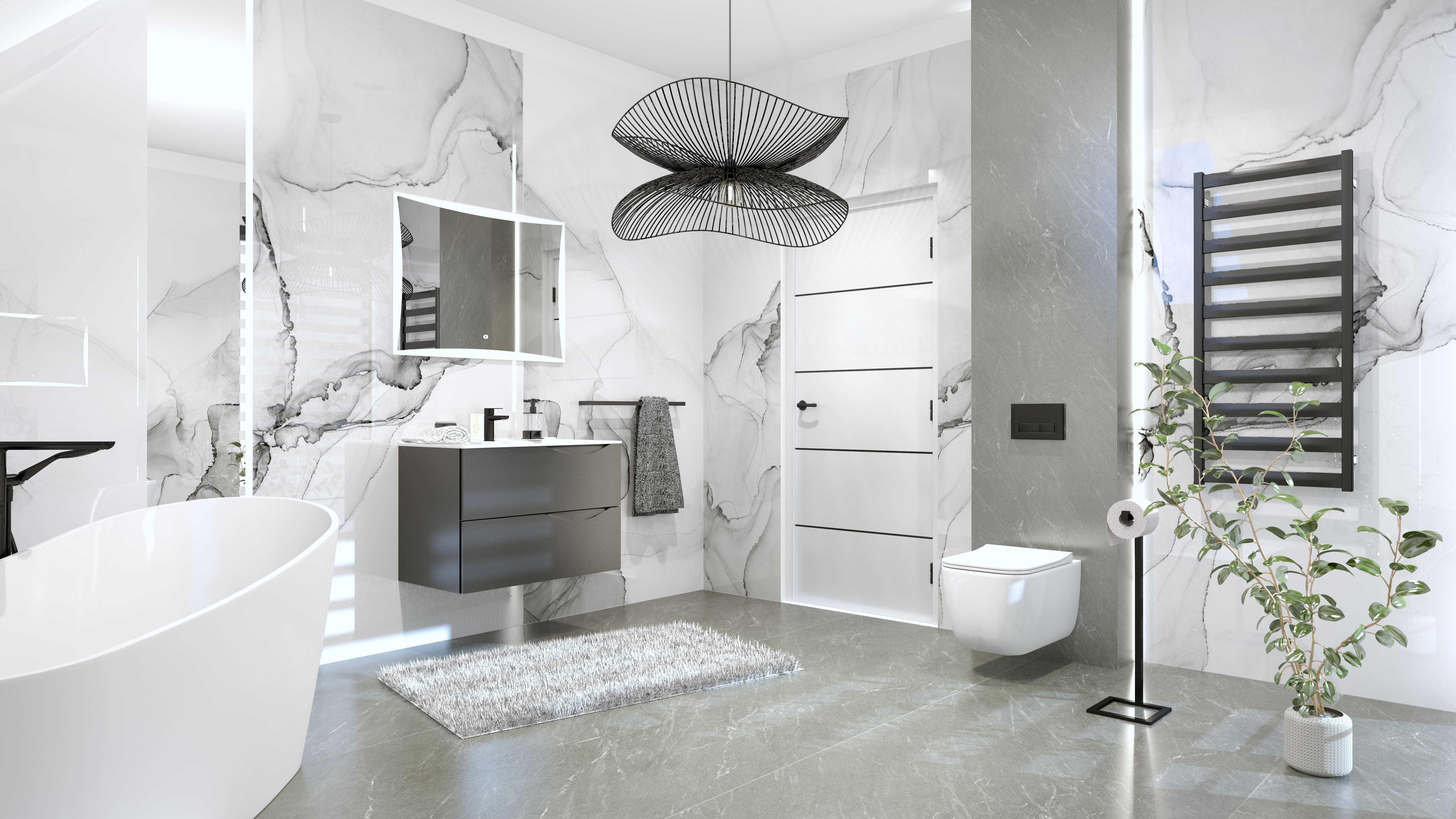 Badezimmerspiegel TETYDA 80 x 60 cm mit LED-Beleuchtung, IP44