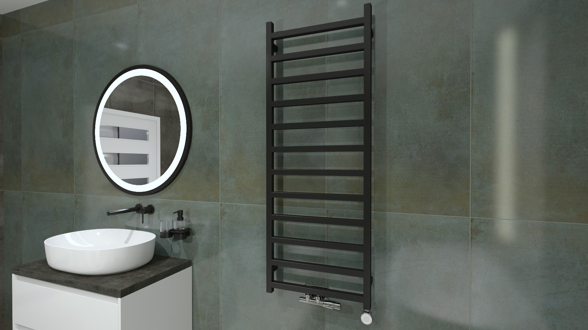 Design-Badheizkörper Lungo Black 1320 (matt schwarz)