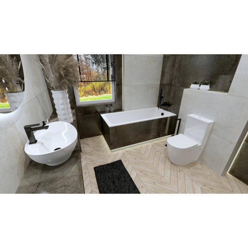 Kompakt-WC Nautilius – glänzend weiß, randloses RIM+, Softclose-Sitz