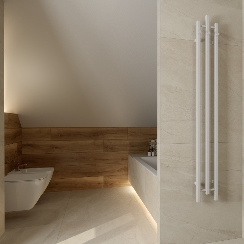 Badheizkörper Calentador QR White 1200 – eleganter, weißer Handtuchwärmer für jedes Bad