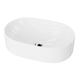 Aufsatzwaschbecken ALTO – halbovale Form, weißes Finish, minimalistischer Look - Hauptbild